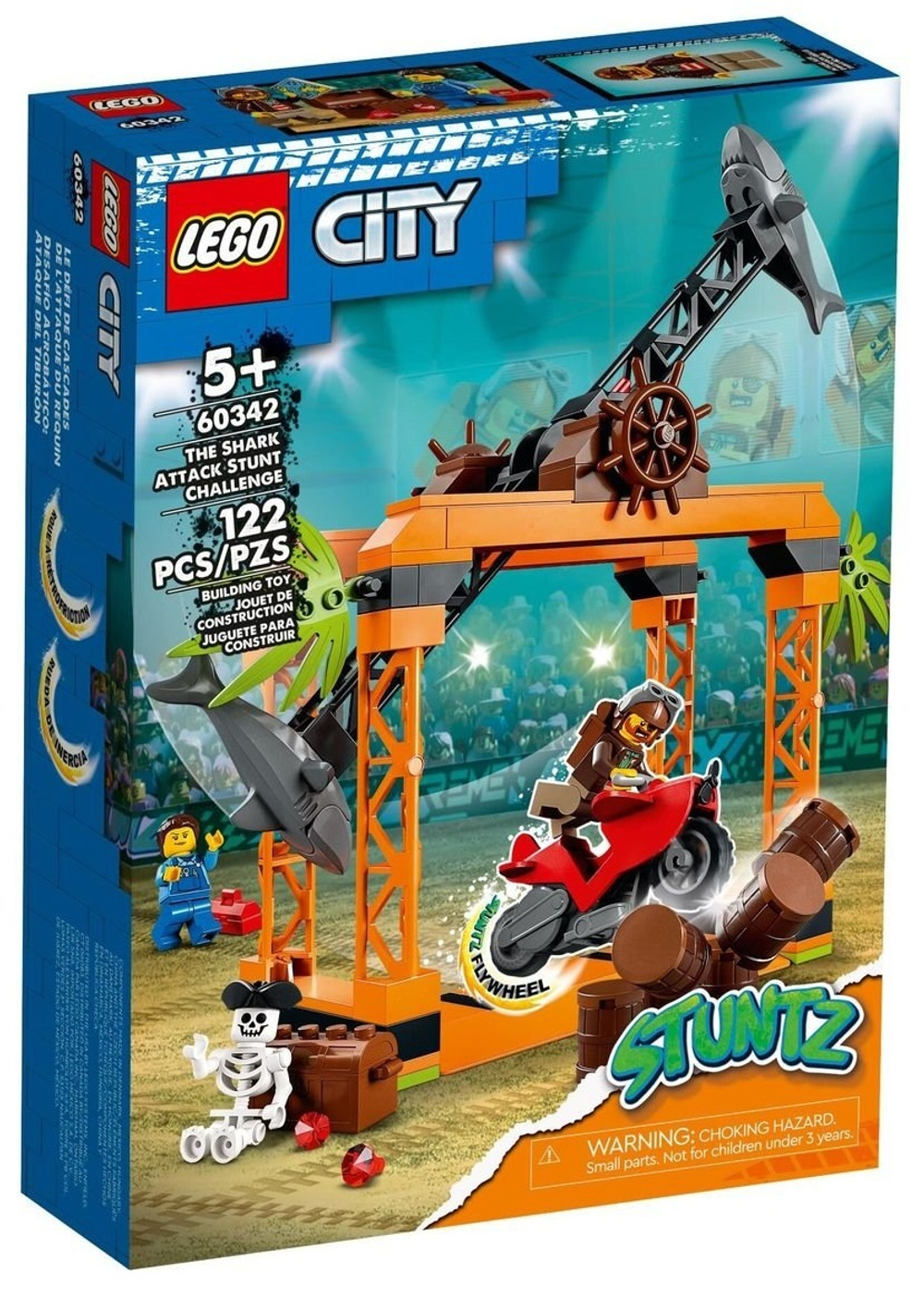 Конструктор LEGO City Stuntz Испытание трюков с нападением акул в городе | 60342
