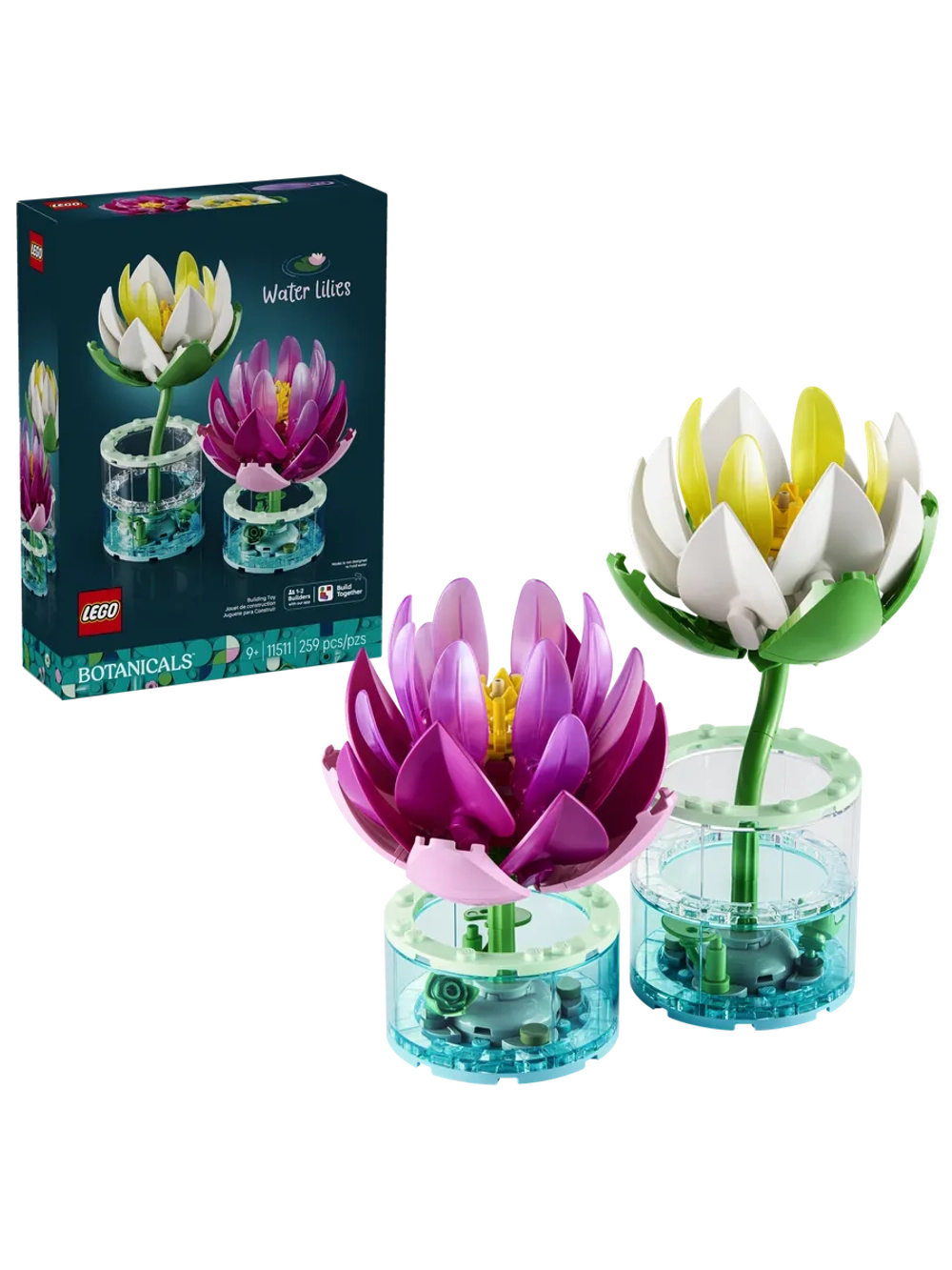 Конструктор LEGO Botanicals 11511 Водяные Лилии, белый/розовый