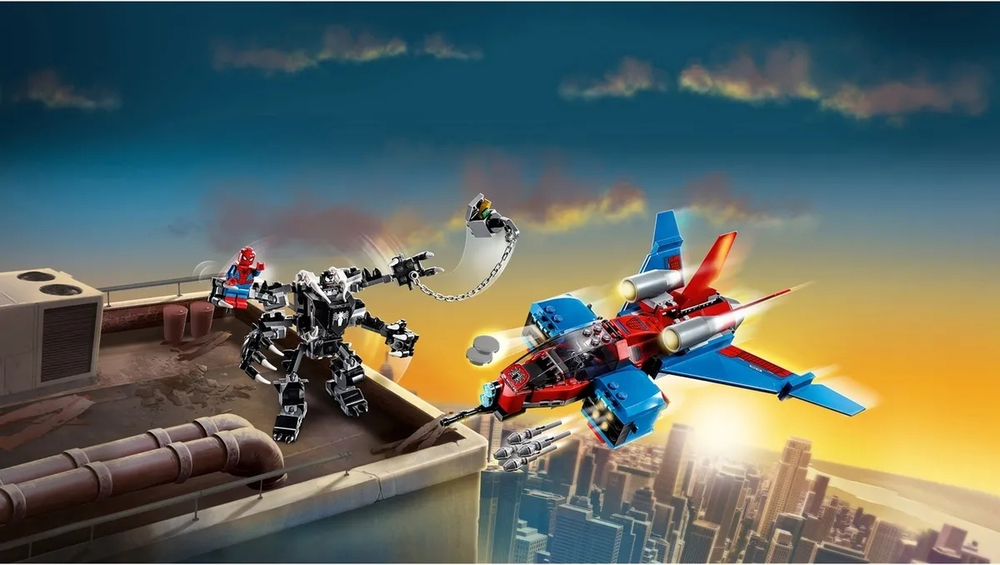 Конструктор LEGO Marvel Super Heroes Реактивный самолёт Человека-Паука против Робота Венома | 76150