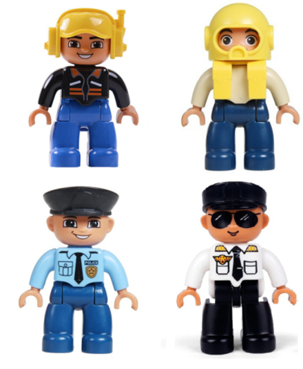 Набор Человечки ДУПЛО DUPLO "Профессии" - Строитель, Дайвер, Полицейский, Охранник, md1006