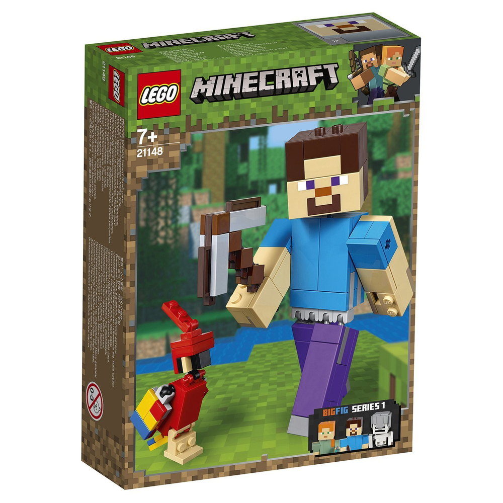 Конструктор LEGO Minecraft Большие фигурки Minecraft Стив с попугаем | 21148