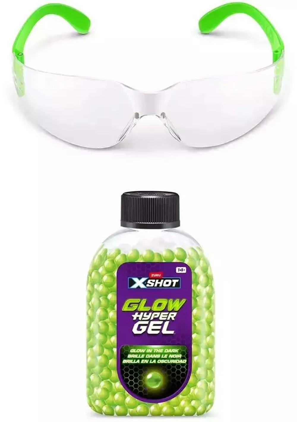 Игровой набор ZURU X-Shot HYPERGEL GLOW IN THE DARK Найтстрайкер (бластер, 5000 сн.-гр., защ. очки) 36782