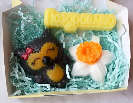 Набор Поздравляю (Совушка, Нарцисс, надпись Поздравляю), М-0220003