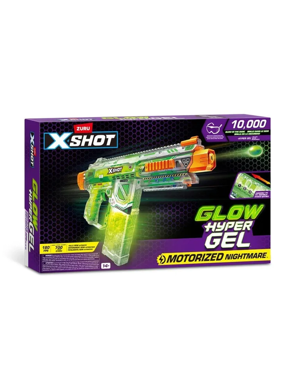 Игровой набор ZURU X-Shot HYPERGEL: Найтмер (бластер, 10000 снарядов-гранул, защитные очки), 36783