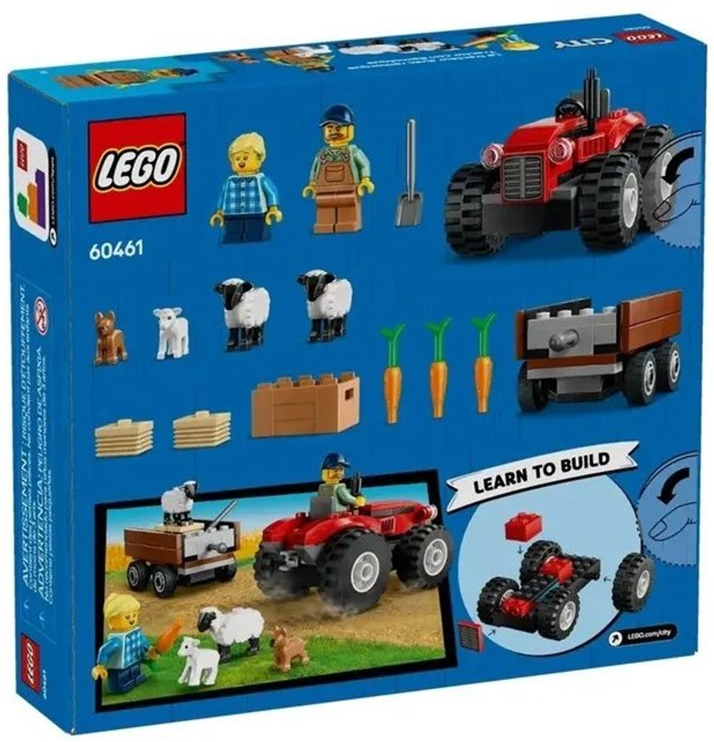 Конструктор LEGO Сity Красный фермерский трактор с прицепом и овцами | 60461