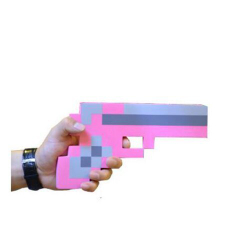 Пистолет пиксельный розовый Майнкрафт (Minecraft) 23 см (пена EVA), mo0017