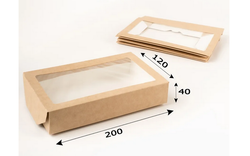 Крафт коробка самосборная с окошком 1000 мл, 20х12х4 см, 5 штук в наборе
