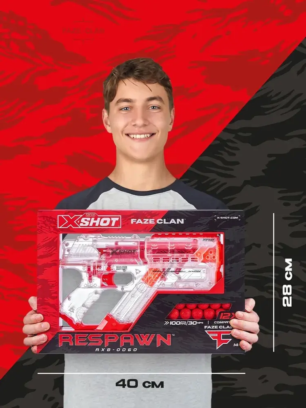 Игровой набор с бластером ZURU X-SHOT Respawn 12 мягкими шариками | 36499