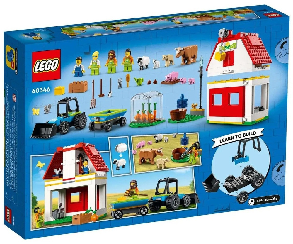 Конструктор LEGO City Ферма и амбар с животными | 60346