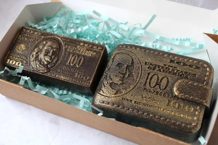 Набор Портмоне 100 долларов, Купюра100 долларов золотой