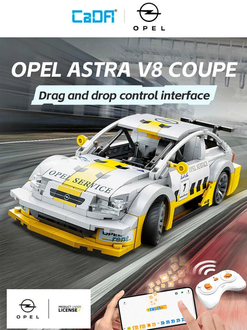 Конструктор CaDA радиоуправляемый Opel Astra V8 Coupe масштаб 1:20, 330 элементов - C51081W