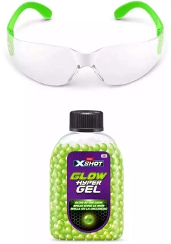 Игровой набор ZURU X-Shot HYPERGEL GLOW IN THE DARK Найтстрайкер (бластер, 5000 сн.-гр., защ. очки) 36782
