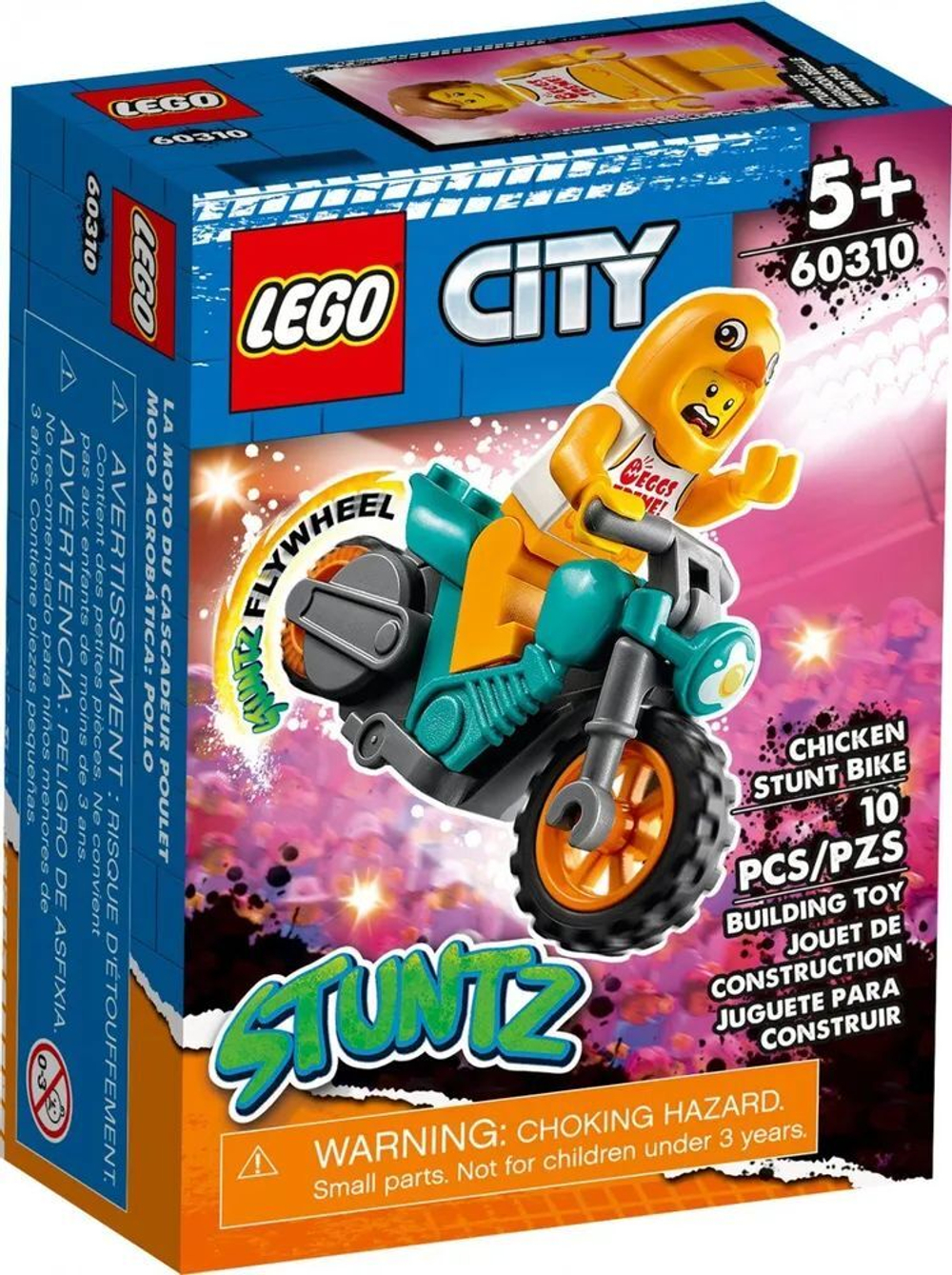 Конструктор LEGO City Stuntz Трюковый мотоцикл с цыплёнком | 60310