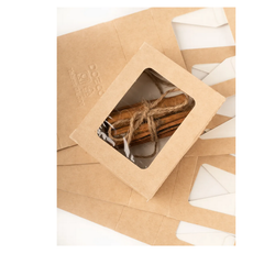 Крафт коробка самосборная с окошком 300 мл, 10х8х3 см, 5 штук в наборе