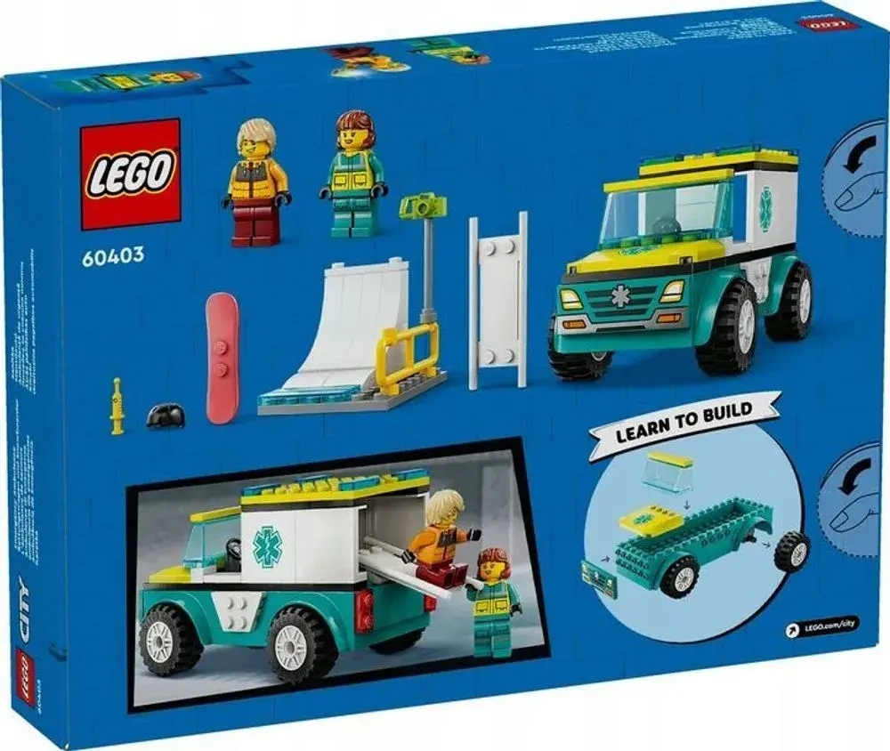Конструктор LEGO City Скорая помощь и сноубордист | 60403