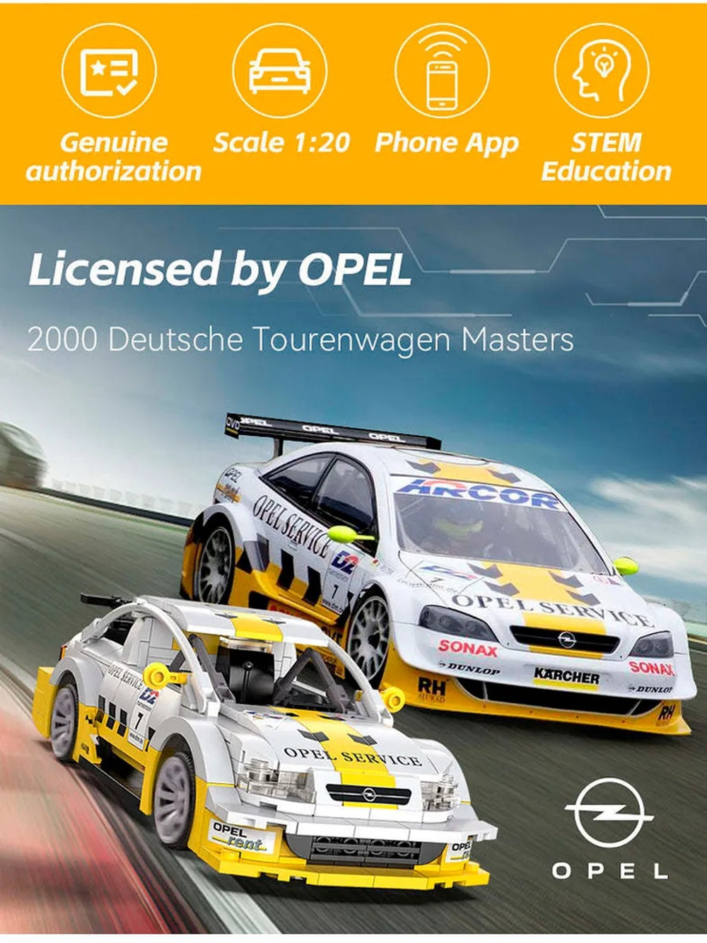 Конструктор CaDA радиоуправляемый Opel Astra V8 Coupe масштаб 1:20, 330 элементов - C51081W