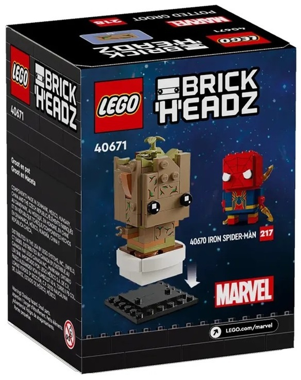 Конструктор LEGO Brickheadz Marvel Грут в горшке | 40671