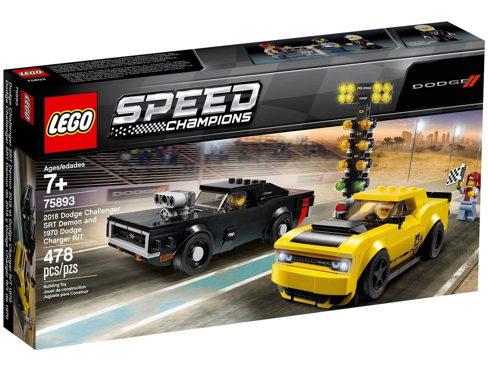Конструктор LEGO Speed Champions Автомобили 2018 Dodge Challenger SRT Demon 1970 Dodge Charger R/T | 75893
