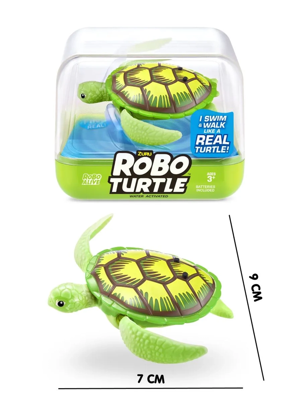 Интерактивная плавающая черепаха ZURU Robo Turtle Alive 7192 зеленая