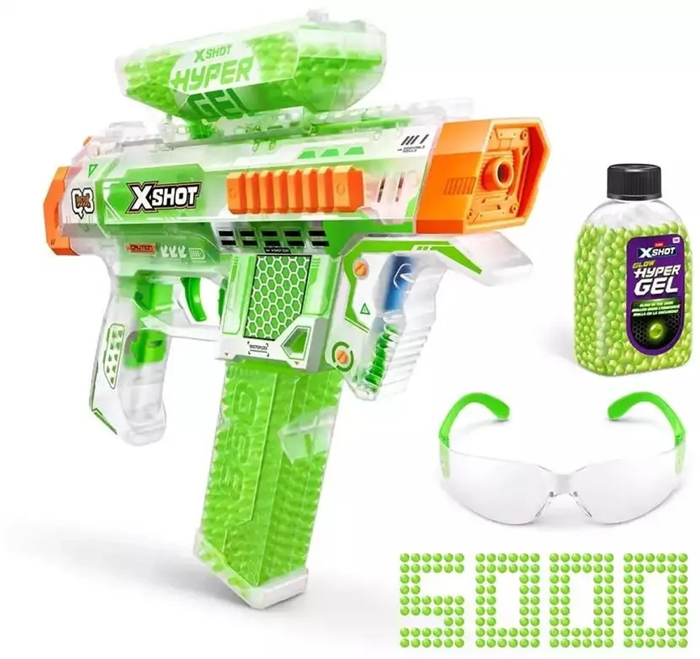 Игровой набор ZURU X-Shot HYPERGEL GLOW IN THE DARK Найтстрайкер (бластер, 5000 сн.-гр., защ. очки) 36782