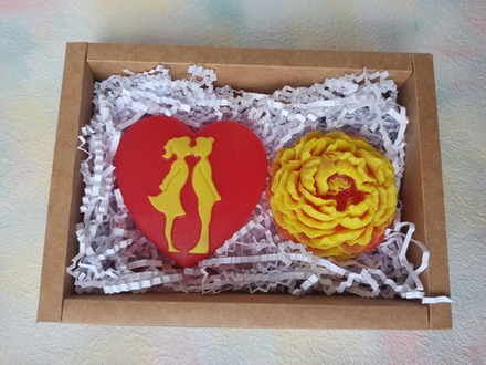Набор Первый поцелуй №2 - Сердце, Пион красн.-желт., М-0220069
