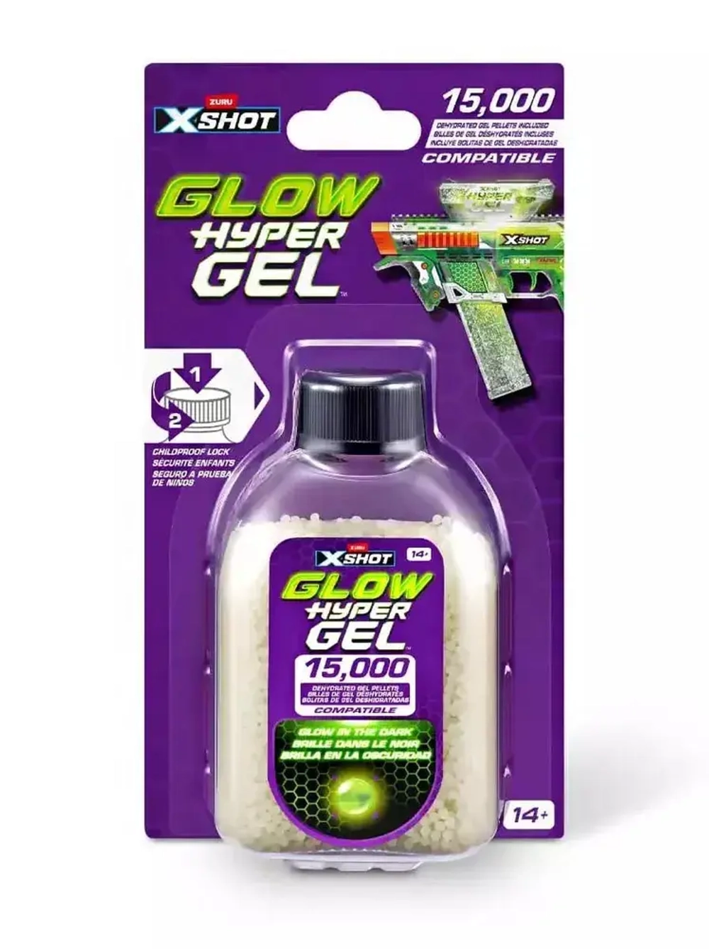 Игровой набор Zuru X-Shot HYPERGEL GLOW IN THE DARK Светятся в темноте, 36785